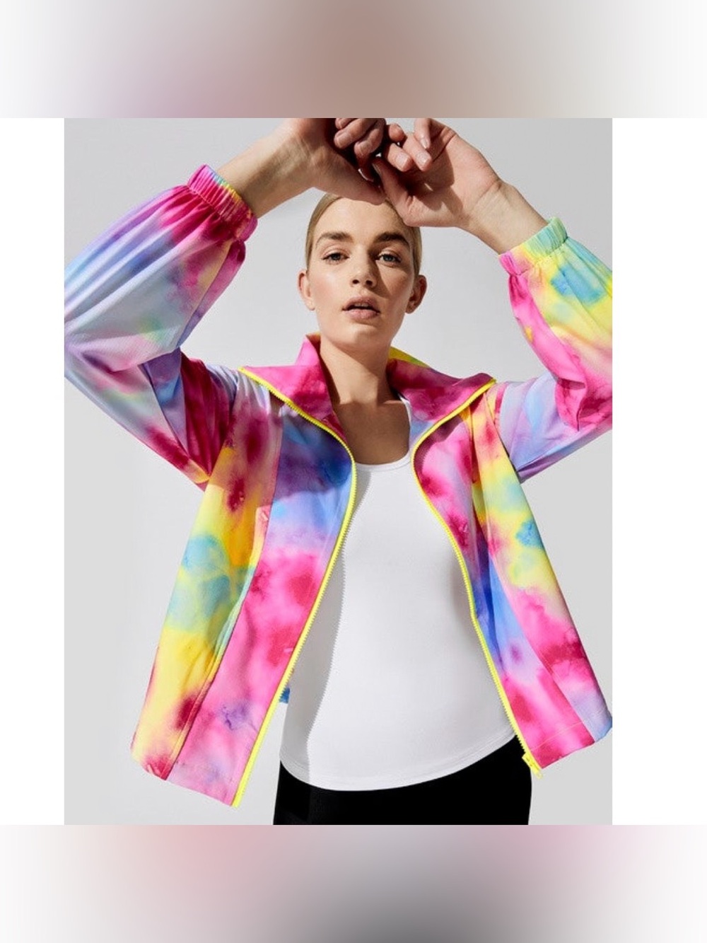Terez Allover Tie Dye Printed Zip Front Windbreaker